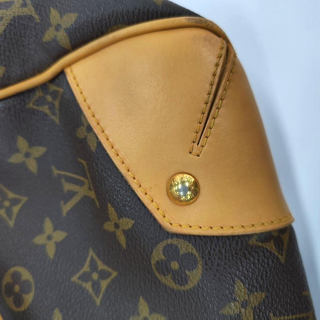 [Pre-Owned] Estrela Large Brown Coated Canvas Monogram Crossbody Handbag Shoulder Bag With Gold Hardware And Detachable Strap - Fair #HTUD1M