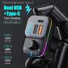 Bluetooth 5.3 Автомобильный FM-передатчик USB-флешка Type-C Быстрая зарядка Автомобильное зарядное устройство MP3-плеер Адаптер Aux Беспроводной автомобильный комплект Handsfree