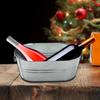 Galvanized Oval Beverage Tub Ice Bucket Portable with Handle Tin Wine for Cocktails