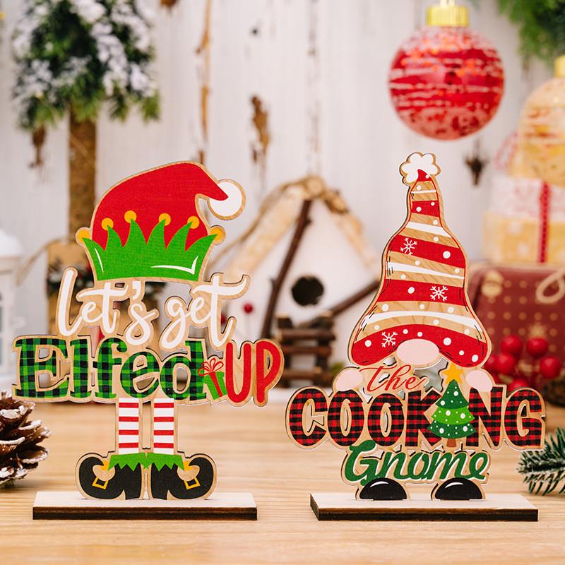 Unique Christmas Decorative Wooden Letter Gnome Figurine For Holiday Home Decor