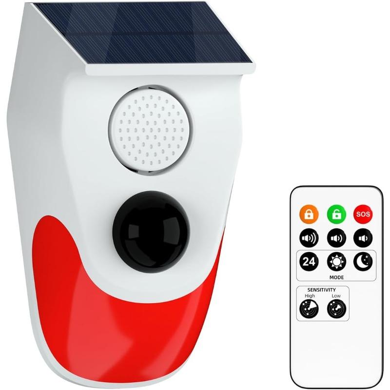 Солнечный голосовой оповещатель. Инфракрасный детектор человеческого тела. Высокодецибелная звуковая и световая сигнализация с несколькими режимами работы.