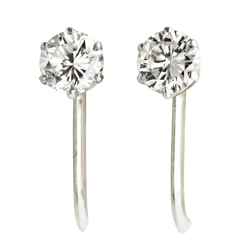 Jewelry PT900 Diamond Single Stone X Total For Both 6 FG Colorless and Transparent [Diamond World] Women's Earrings, 0.15ct 0.15ct, 0.30ct, Ears,