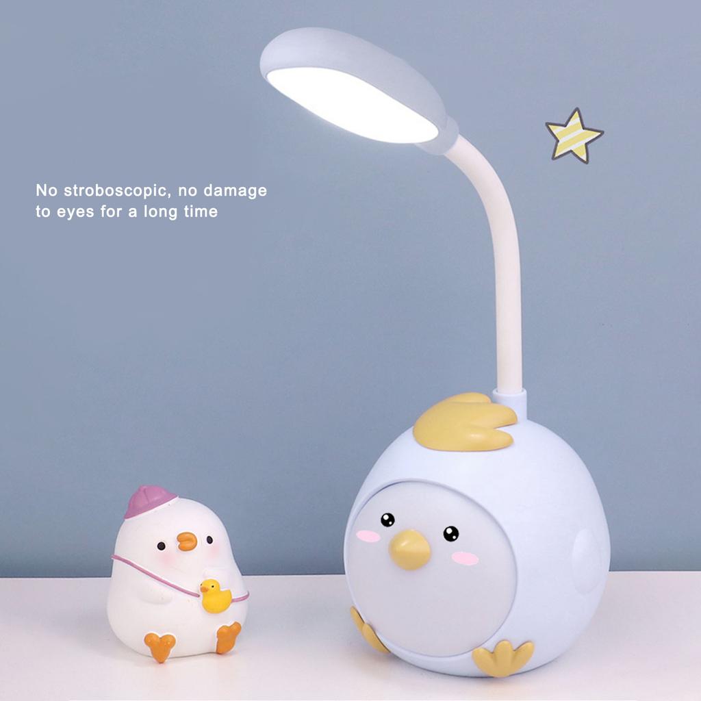 LED Desk Lamp USB Charging Eye Flexible Color Night Light with Cute Chicken Base