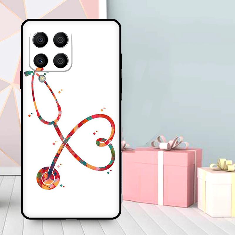 Милый Чехол-Сердечко со Стетоскопом для Samsung Galaxy M36 M12 M52 M06 M16 M56 M33 M15 M55 M31 M13 M14 M53 M32 M35 M34 M54