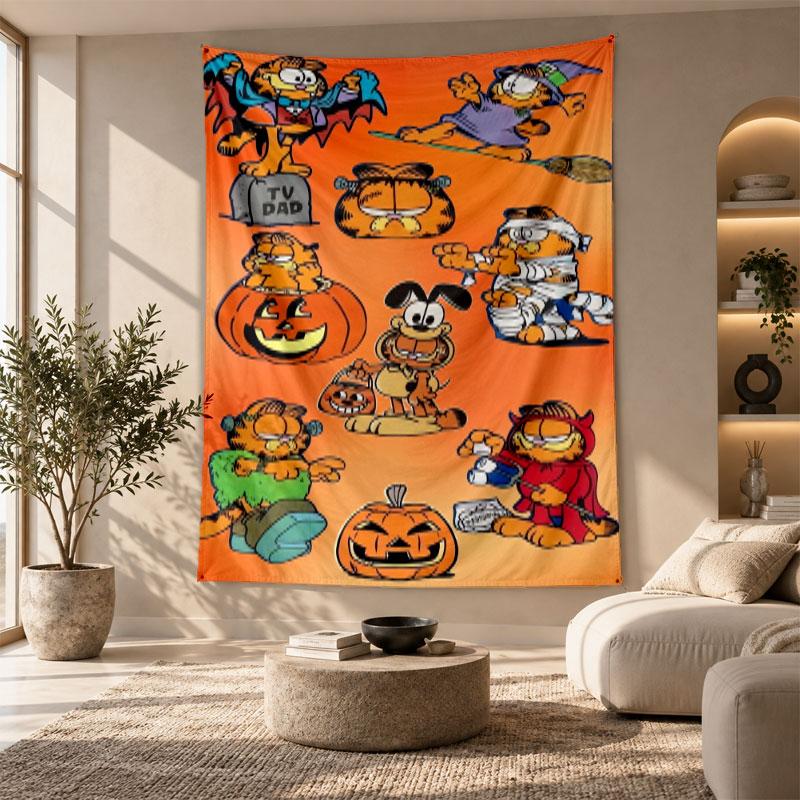 Decorative Tapestry,Garfield cartoon Printed Wall Art, Lightweight Wall Hanging For Bedroom Background