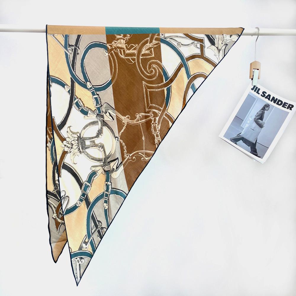 Silk Wool Triangle Scarf – Paris Sketch Design, High-End Mulberry Silk Shawl