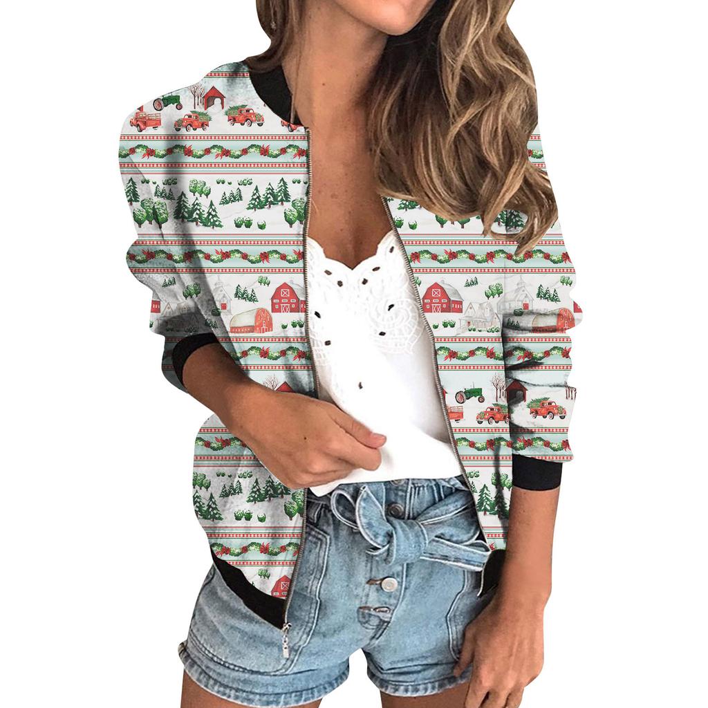 20256 autumn women's jacket zipper short 3D printing painted pattern women's fashion single item one generation