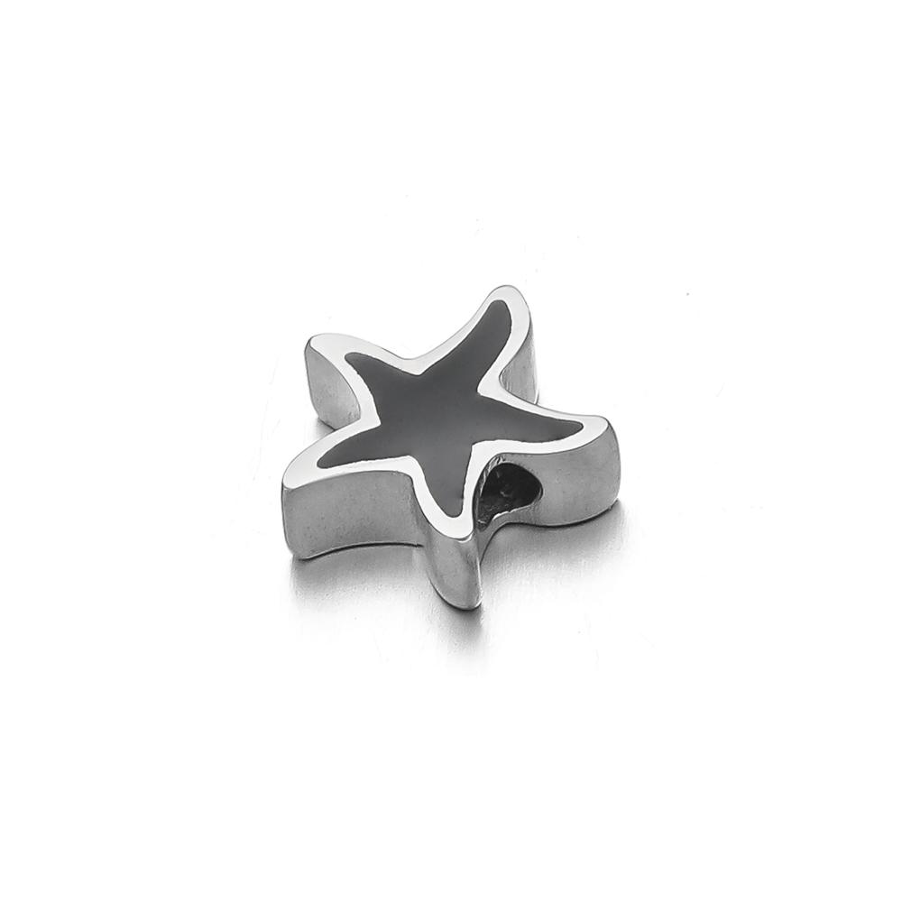 5Pcs 10mm Stainless Steel Morandi Color Enamel Starfish Beads Star Charm DIY Jewelry Making Summer Woven Bracelet Girls Findings
