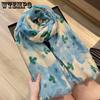 Cotton and Linen Scarf for Women Floral Long Scarf Beach Towel for Summer Sun Protection Shawl