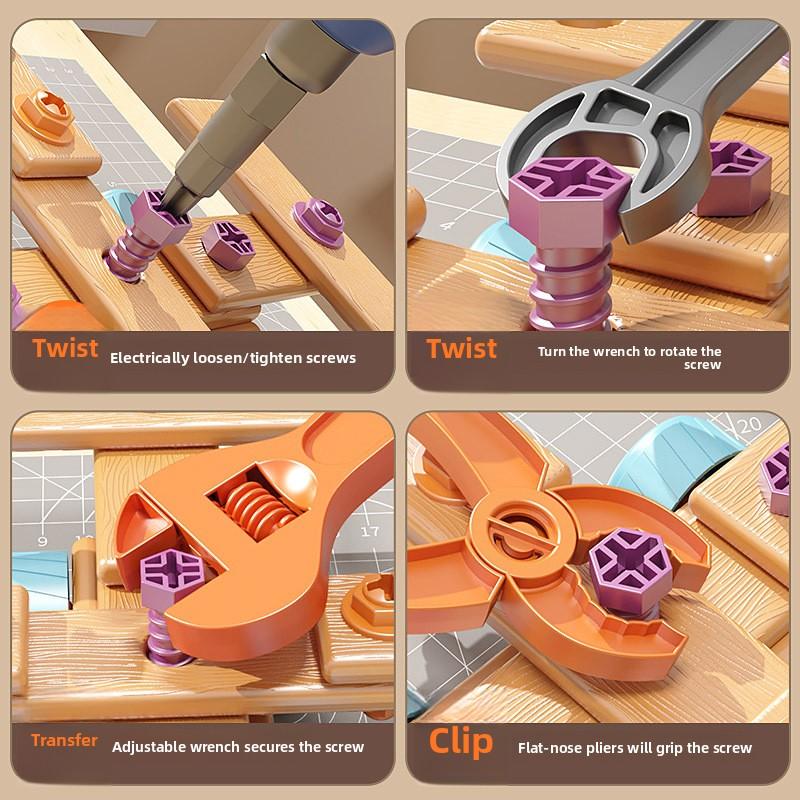 Детский набор инструментов DIY Набор игрушек-конструкторов с гайками и болтами Строительные инструменты STEM Монтессори-игрушки Подарки для мальчика Девочки Электрическая дрель Ящик для инструментов Опционально