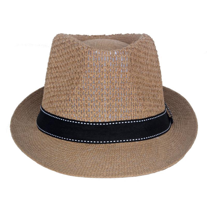 Summer Middle-Aged and Elderly Straw Hat Hollow Breathable Small Jue Hat Outdoor Sunscreen Sunshade Hat Jazz Topper Hat Bowler Hat