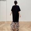 MODIQUE Summer Plus Size New Women Loose Bear Printding Floral Pleated Patchwork Long Dresses Female Casual Short Sleeve O-Neck Dresses