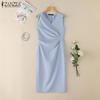 ZANZEA Женское повседневное летнее платье-футляр с V-образным вырезом без рукавов