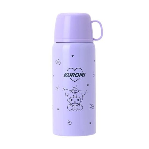 Sanrio 2-Way Stainless Steel Bottle, Kuromi, for Kids, Insulates Hot or Cold Drinks, Capacity: 620mL (Cup), 670mL (Direct Cap), Includes Name Space, P