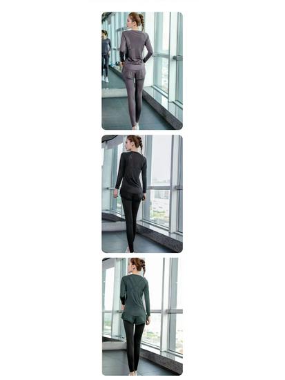 Женский облегающий комплект для йоги и бега: Топ с длинным рукавом и брюки, быстросохнущие, выгодно подчеркивающие фигуру, для осени