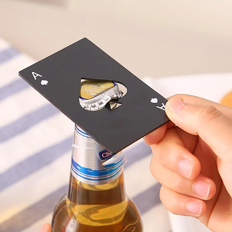 Stainless Steel Credit Card Bottle Opener Ace Of Spades Poker Shape Portable Bar Tool Gift Set Single Or 10 Pack 6