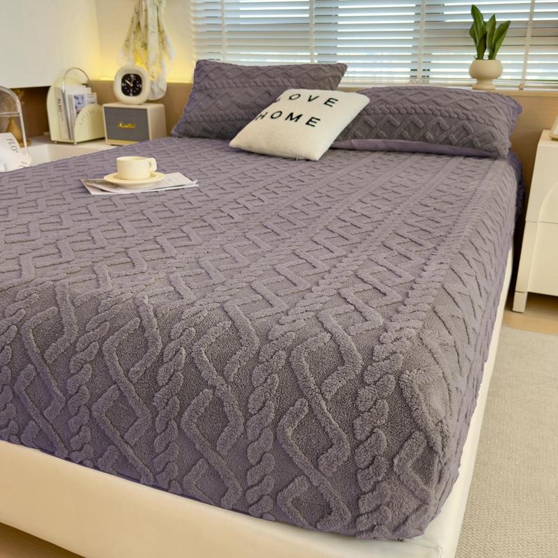 Утолщенная теплая простыня на резинке, однотонное бархатное постельное белье из тафты, двуспальная кровать размера «king-size», чехол для зимнего матраса, мягкий