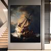 Classic Rembrandt's Poster Print Christ In the Storm On the Sea Galilee Canvas Painting Famous Wall Art Gallery Home Decoration