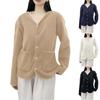 Women's Winter Fashion Casual Lightweight Buttoned Cardigan Sweater With Pockets, Long Sleeves, V-neck, Long-sleeved Coat