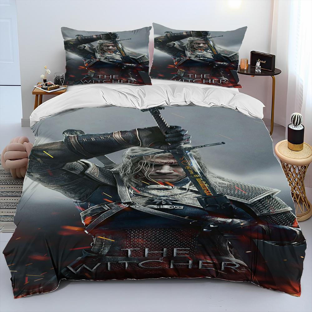 3D The W-Witcher Game Gamer cartoon Comforter Bedding Set,Duvet Cover Bed Set Quilt Cover Pillowcase,king Queen Size Bedding Set