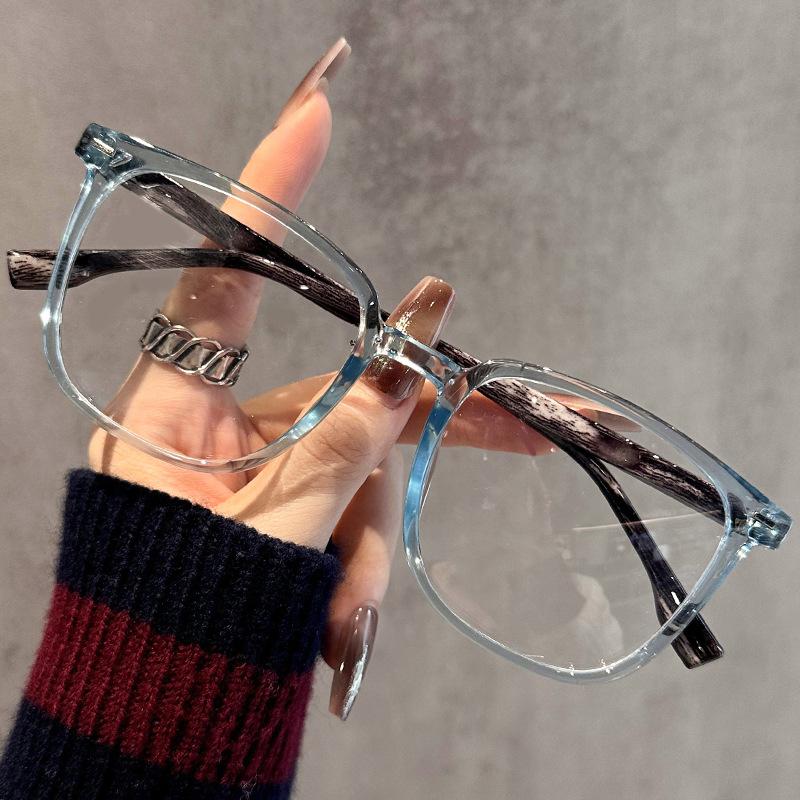 Деревянная текстура Большая оправа Тонкие простые очки Защита от синего света Можно подобрать с диоптриями Плоские очки Студенческие Ретро