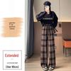 Women's Retro High-Waist Wool Plaid Pants - Contrast Color, Wide-Leg, Floor-Length, Velvet-Lined for Autumn/Winter 2024