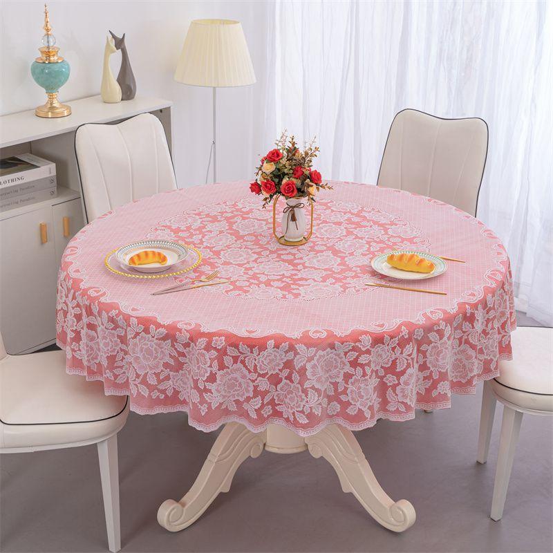New Colored Circular Tablecloth Waterproof Oil Proof Round Dining Table Cover Anti Scalding Non Washing Household Tablecloths