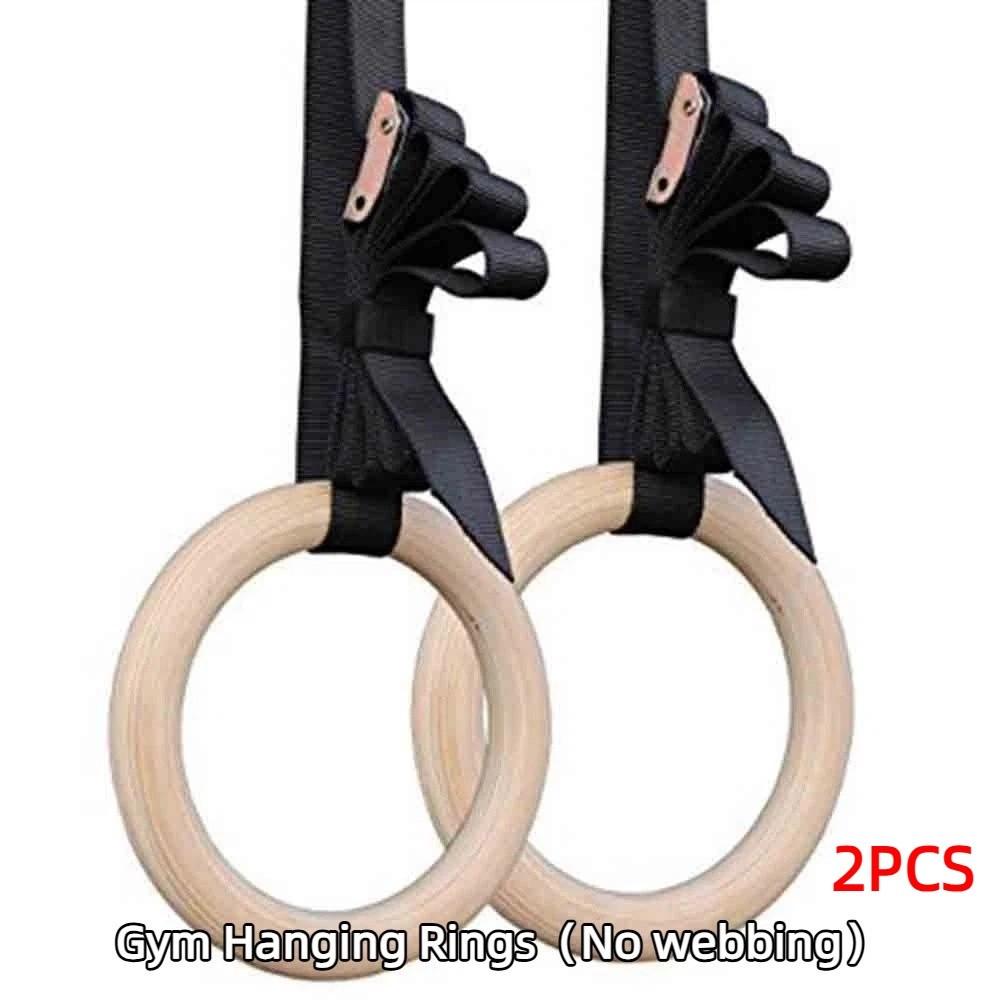 2Pcs Heavy Duty Gym Hanging Rings Solid Wood Pull Up Workout Rings Fitness Hoop Full Body Workout