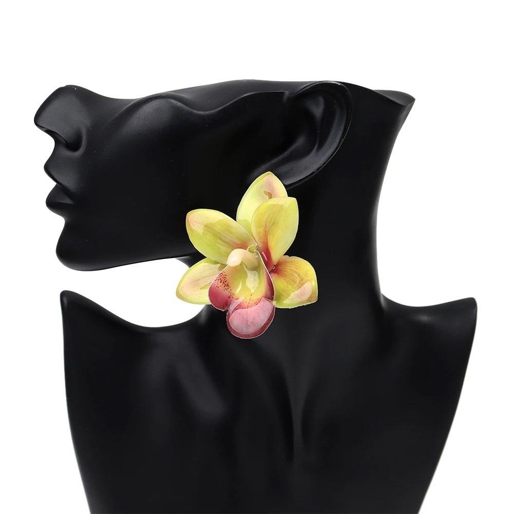 1 Pair Colorful Flower Stud Earrings Elegant Boho Earrings Resin Petal Earring Women Accessories