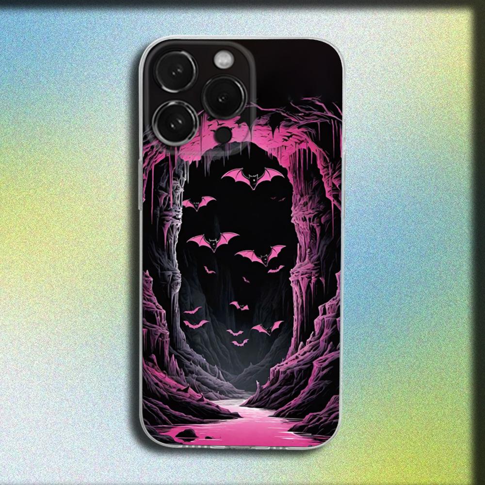 Готический Чехол-Бэтмен для iPhone 16,15,14,13,12,11 Plus,Pro,Max,XR,XS,X,Plus,SE,Mini Прозрачный Мягкий Чехол
