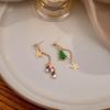 Asymmetrical Candy Cane & Star Christmas Tree Dangle Earrings