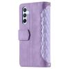 For Samsung Galaxy S25 FE Wallet Case Rhombus Stitching Line PU Leather Phone Cover with Wrist Strap