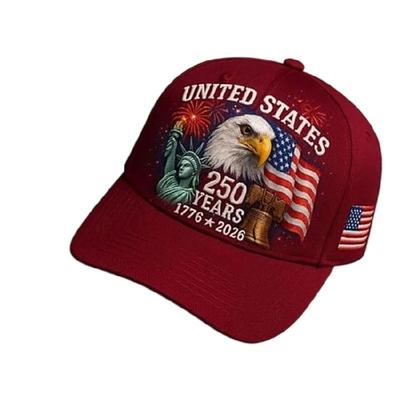Памятная бейсболка к 250-летию основания США Премиальный дизайн с 3D-печатью Праздничная шляпа Регулируемый ремешок сзади