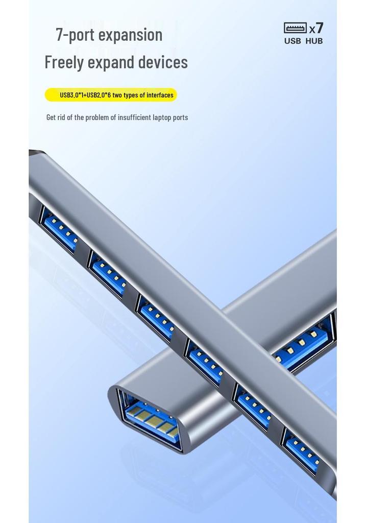 USB-концентратор 7-в-1, док-станция USB 3.0, многопортовый расширитель для компьютера и ноутбука с TYPE-C