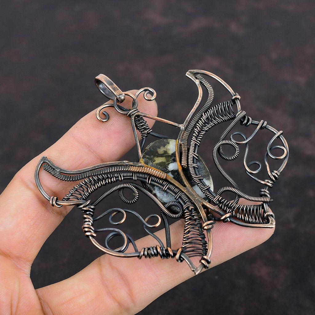 Белый Буйвол Бирюзовый Кулон Медная Проволока Обернутый Кулон Ювелирные Изделия Ручной Работы Подвеска Из Драгоценного Камня Медная Проволока Ювелирные Изделия Кулон Бабочка Для Подарка