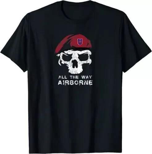 HOT Vintage Army 82Nd Airborne All The Way Skull Maroon Beret T-Shirt S-5XL Unisex T-Shirt