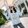 Осенняя новая корейская футболка в корейском стиле для девушек из колледжа с длинными рукавами и принтом, базовая футболка для студенток