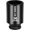 36mm Socket 1/2" Drive Deep Impact Metric Socket, 6 Point CR-MO for Easy Removal of Axle Nut