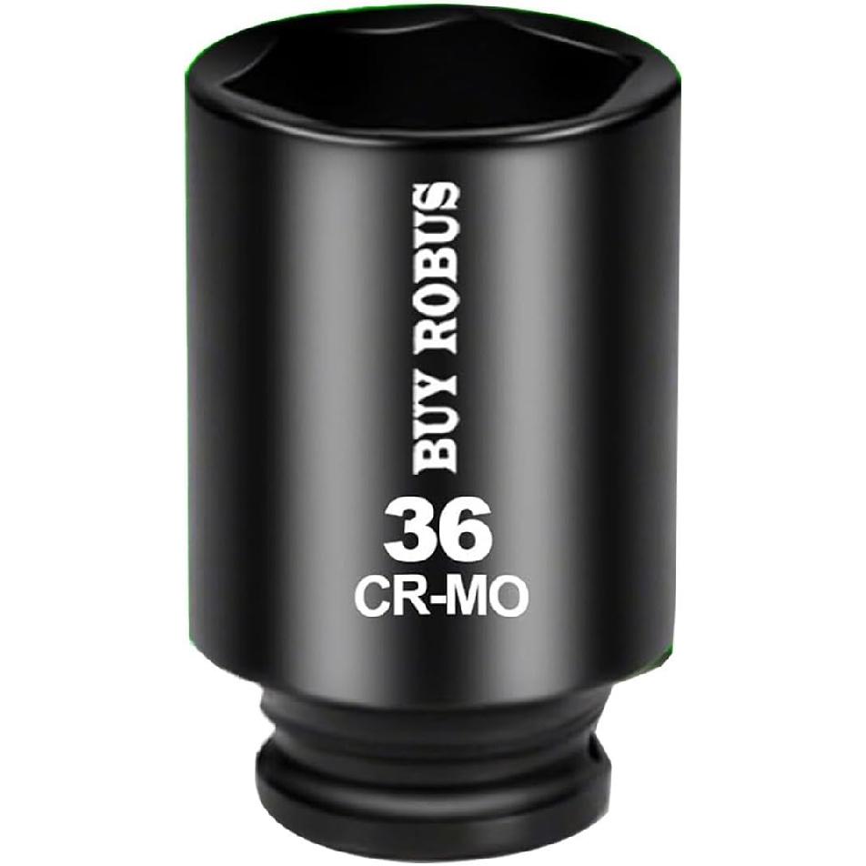 36mm Socket 1/2" Drive Deep Impact Metric Socket, 6 Point CR-MO for Easy Removal of Axle Nut