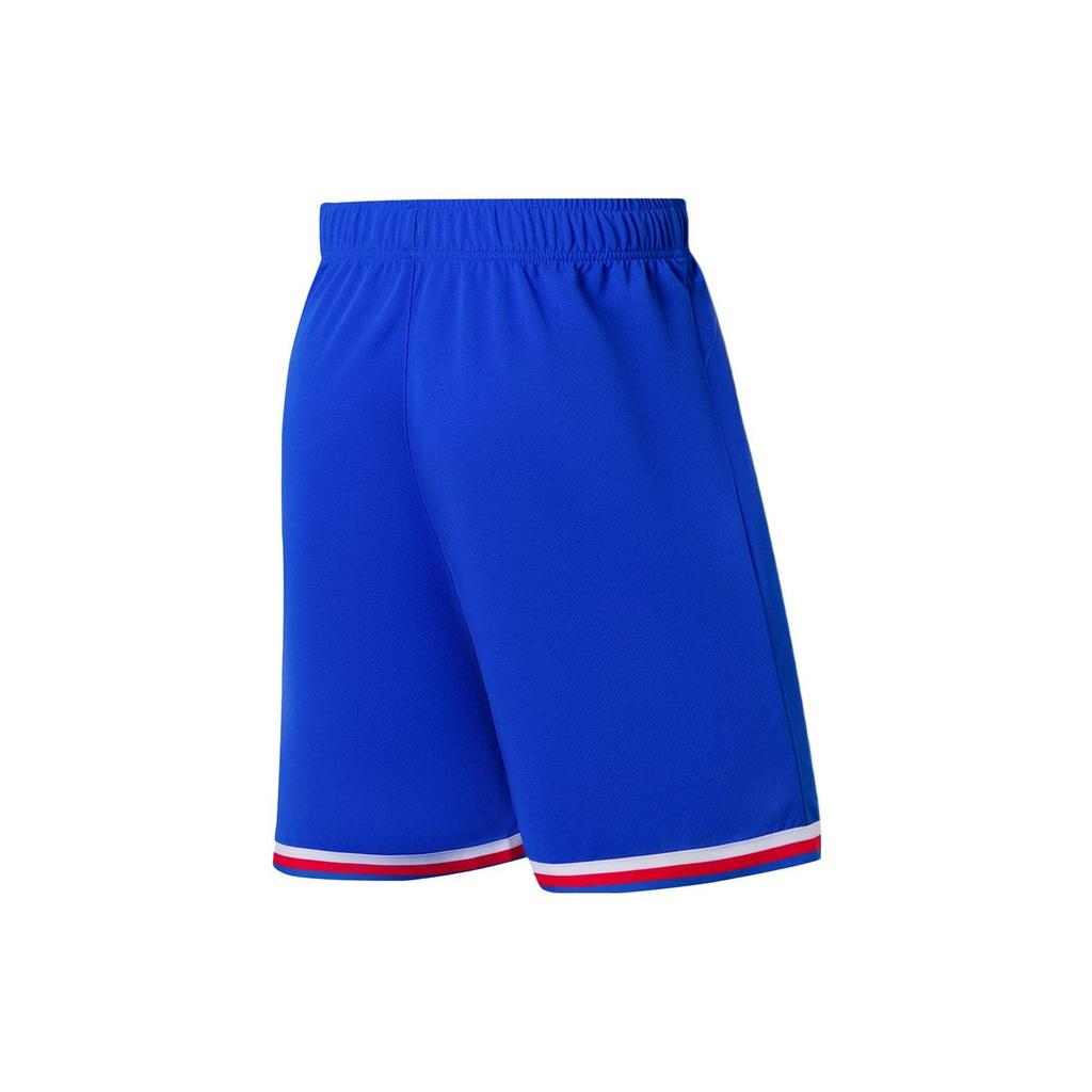 Li Ning Professional Basketball Series Logo Print Striped Round Neck Basketball Vest And Shorts Set Men Sportswear Blue AATS003-11