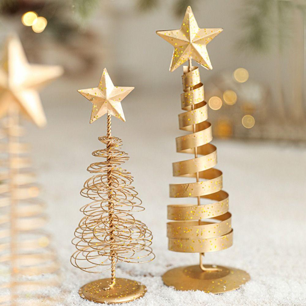 Five-pointed Star Iron Christmas Tree Gold Desktop Decoration Mini Christmas Tree Home Decoration