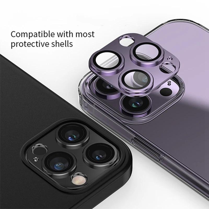 Металлический защитный чехол для объектива для IPhone 15 14 Pro Max, пленка из закаленного стекла для камеры IPhone 15 Pro 14 Plus 15 Pro Max, противоударный чехол для брони объектива