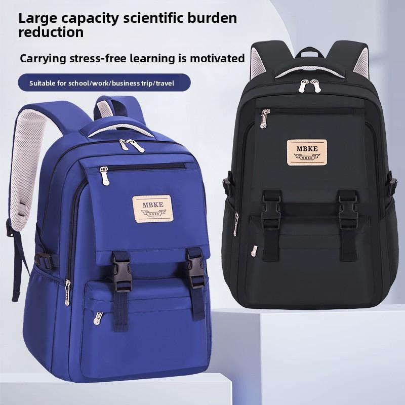 Pattern Mbke Letter Student Backpack Breathable Lightweight Schoolbag Design