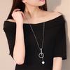 Women Fashion Circle Bar Pendant Sweater Chain Necklace Jewelry
