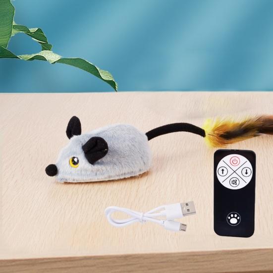 Interactive Mouse Moving Cat Toy Rechargeable Automatic Moving Plush Mice for Indoor Cats
