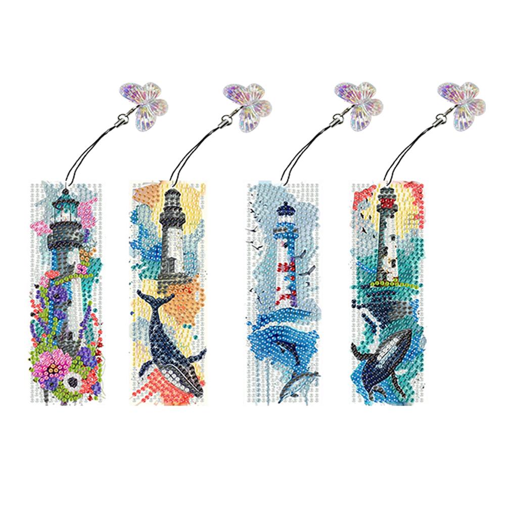 4 шт. Закладки с бриллиантами особой формы, с красочным узором, Арт-проект «Сделай сам», Закладка с бриллиантами с хрустальным подвесом для подарка на День чтения