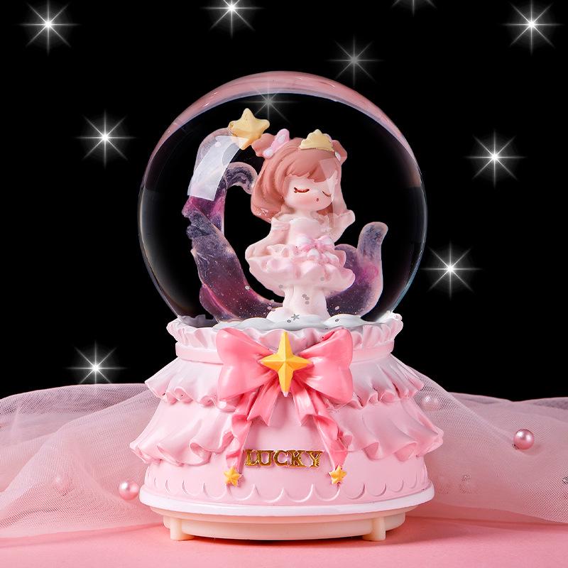 Dreamy Unicorn Crystal Ball Luminous Music Box - Snowflake Gift for Best Friend, Creative Qixi Present