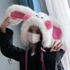 Winter Hat Rabbit Ear Decor Lace-up Elastic Warm Hat Winter Thickened Plush Windproof Lei Feng Hat Cold Weather Hat