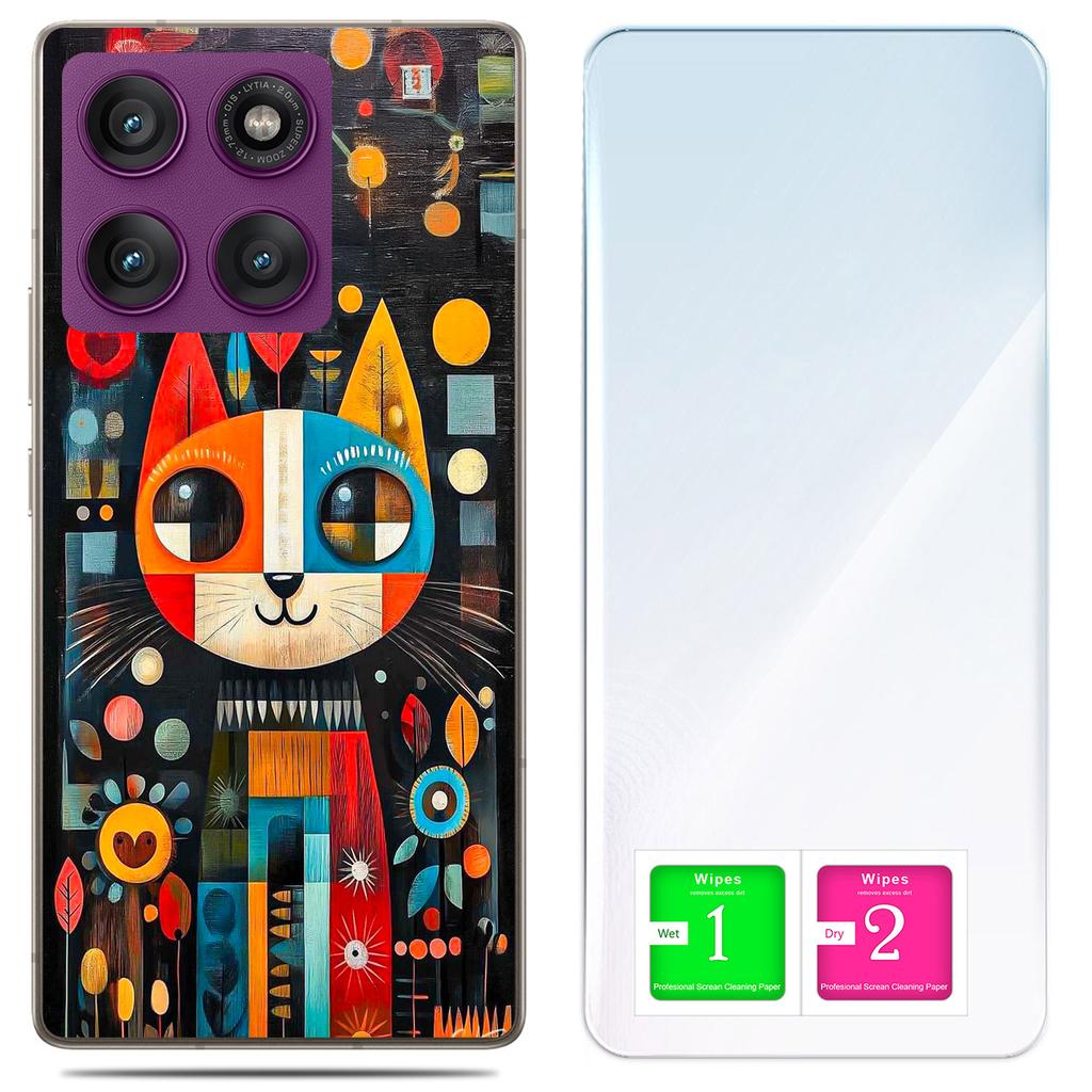 Etui Do Motorola Edge 60 Pro Obudowa Foto Case Plecki Kot + Szkło 9H