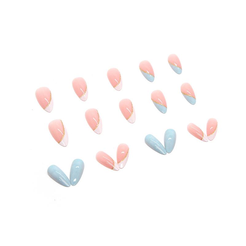 24 шт. молочно-белый милый французский маникюр небесно-голубой размазанный простой Ins ветер милая девушка миндальный ноготь носимый маникюр